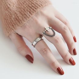 Cluster Rings Fashion Silver Color Open Finger Ring My Prayer Words Punk Vintage Cross For Women Girl Jewelry Gift Dropship Wholesale