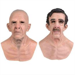 Latex Mask Bald Old Man Woman Full Head Halloween Realistic Funny Scary Adult Rubber Elder Costume Party Cosplay Decor Prop New L2236D