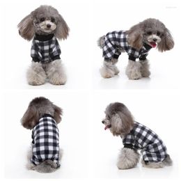 Dog Apparel Multi-Size Cute Plaid Pet Pyjamas Simple Warm Hoodie Autumn/Winter Plush Chihuahua Clothes Soft Comfortable Puppy Coat