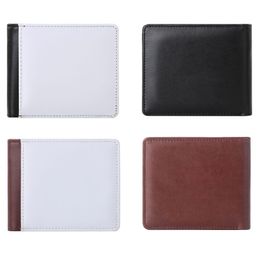 Sublimation Blank Men Wallet Party Favour PU Leather Double-Sided Single-Sided Fold Clutch Purse Custom Gifts for Man