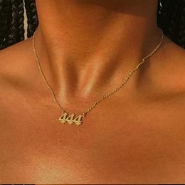 Pendant Necklaces Angel Number Necklace 111 222 333 444 555 666 777 888 999 Gold Plated Stainless Steel Numerology Jewelry222r