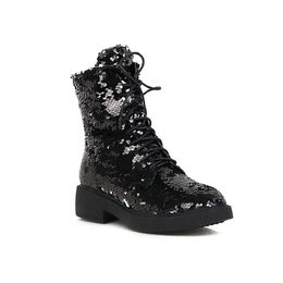 Boots Color-Changing Sequined Cloth Autumn And Winter Trendy Women's Boots One-Color Changing Multi-Color Magical Shoes Sequin Circle 230928