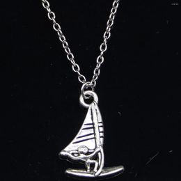 Chains 20pcs Fashion Necklace 26x16mm Windsurfer Windsurfing Sailing Pendants Short Long Women Men Colar Gift Jewelry Choker