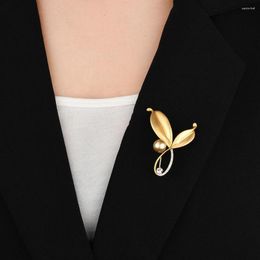 Brooches Plant Leaf Zircon For Women Large Brooch Pin Fashion Dress Coat Accessories Party Female Jewellery 2023 Imitation Pearl