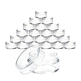 40#100 Pcs 3 Gramme Clear Plastic Jewellery Bead Makeup Glitter Storage Box Small Round Container Jars Make Up Organiser Boxes & Bins314W