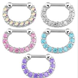 Rings & Studs Jewelry30Pcs Rhinestone Crystal Hoops Unisex Surgical Steel Cz Septum Clicker Nose Ring Piercing Body Jewellery Drop D284n