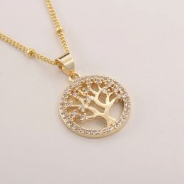 Pendant Necklaces MHS SUN Fashion Copper Tree Of Life Inlay Zircon Chain Women CZ Gold Color Necklace Girls Holiday Jewelry Gift 230928