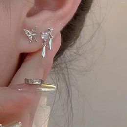 Stud Earrings 6pcs Crystal Butterfly Heart Drop For Women Romantic Sweet Set Dangle Aesthetic Fashion Jewellery
