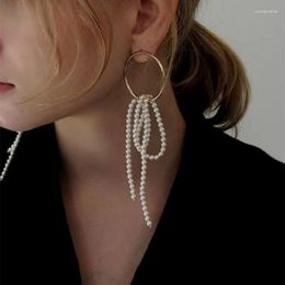 Dangle Earrings Korean Style Pearl Tassel Trendy Luxury Classic Designer Earring INS Simple Jewellery For Women Personality Accessory