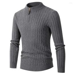 Men's Sweaters Style European And American Long Sleeve Fried Dough Twists Half High Neck Zipper Sweater