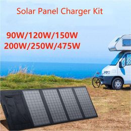 Solar Charger 90W 120W 150W 200W 475W Portable Solar Panel Kit Foldable PET IPX67 Waterproof With Multiple Output Ports USB Type-C DC MC4 for Power Station 12V Battery