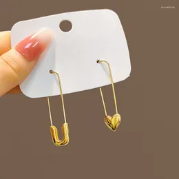 Dangle Earrings Gold Color Irregular Paper Clip Heart Metal For Women Girls Simple Personality Geometric Jewelry Gifts