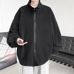 Men's Hoodies 2023 Autumn/Winter Youth Reversible Fleece Solid Long Sleeve Loose Sweater Jacket