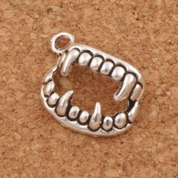 Vampire Fangs Teeth Charms Pendants 300pcs lot 17 5x12 3mm Antique Silver Jewellery DIY L165 LZsilver239s