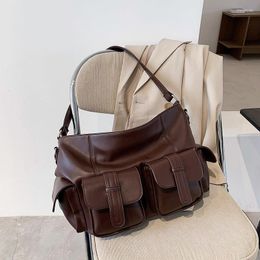 Evening Bags PU Leather Women Luxury Designer Handbag 2023 Shoulder Bag Shopping Fashion Retro Large Capacity Waterproof Multiple
