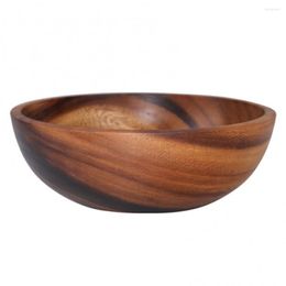 Bowls Thick Durable Household Round Natural Wooden Fruit Salad Bowl Noodle Rice Tableware Basin Container Kitchen Environmental Tool