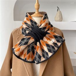 Scarves Autumn Winter Warm Women Knitted Scarf Fashion Plaid Skinny 2023 Soft Woolen Yarn Neckerchief Bufanda Shawl Foulard