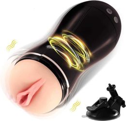 Male Masturbators Sex Toys with 2 AAA Batteries Pocket Pussy Hands Free Vagina Blowjob Stroker Adult Toy for Men 10 Strong Modes