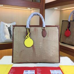 Tote Bag Travel Handbag Large Capacity Shopper Bags Genuine leather Embroidery Plush Letter Raffi Straw Woven Gold Hardware Interi191c