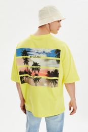 Men's T Shirts Trendyol Men Oversize Bike Collar Short Sleeve Printed T-Shirt TMNSS21TS1803