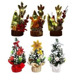Christmas Decorations Small Tree Exquisite With LED Lights Party Favour ChristmasOrnaments For Indoor Home Bedroom Kitchen