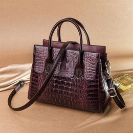 borse a tracolla in pelle da donna borsa in coccodrillo goffrato di alta qualità borsa in pelle retrò orizzontale di grande capacità elegante per288N