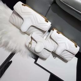 designer bag HANDBAG Marmont Flat Bags Chain Classic Look Versatile Crossbody Female Black Women Luxury Purse Real Leather WALLET 216f