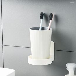 Storage Boxes Modern Self-adhesive Toothbrush Holder Rack Drilling-free Solid Colour Anti-Deformed