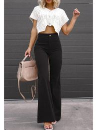 Women's Pants Women Corduroy Flared Solid Color Casual Stretch High Waist Bootcut Bell Bottom Trousers Streetwear Wide Leg