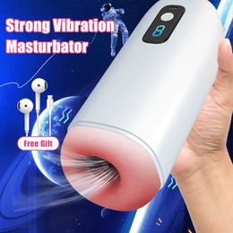 Automatic Male Masturbator Cup Strong Vibration Digital Blowjob Machine Real Pussy Masturbation Sex Toys for Men