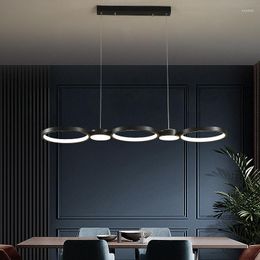 Pendant Lamps Modern Minimalist Black Long Acrylic Chandelier Creative Restaurant Study LED Balcony Art Design Decorative Hanging Lamp