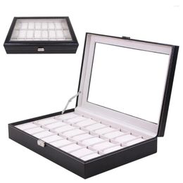 Jewelry Pouches 20/24 Slots Trave PU Leather Watch Display Box Double-Deck Wristwatch Storage Case Organizer Classical Holder Pad Pillow