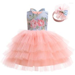 Girl Dresses Formal Princess Dress For Kids Girls Sequin Flowers Elegant Party Tutu Prom Gown Children Birthday Wedding Clothes