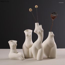 Vases Home Furnishings Body Shape Art Vase Ceramic Crafts Creative White Storefront Cafe Flower Arrangement Decoration