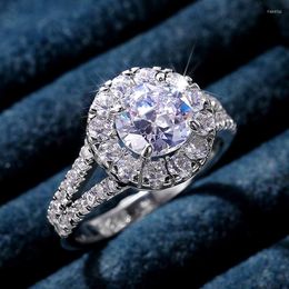 Wedding Rings Elegant Round Cubic Zirconia Crystal For Women White CZ Stone High Quality Fashion Engagement Jewelry
