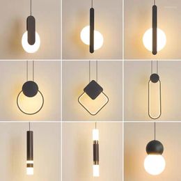 Pendant Lamps Novelty Modern Led Lights For Living Room Bedroom Bedside Bar Wall Decor Lighting Geometry Hanging Kitchen Fixture