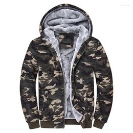 Men's Hoodies Autumn Winter Plus Velvet Camouflage Sweatshirt Trendy Male British Size Slim Coat Men Clothing