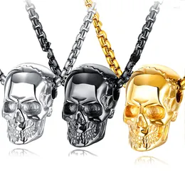 Pendant Necklaces Halloween Stainless Steel Gothic Skull Punk Hip Hop Rock Skeleton Jewelry Necklace Charm Pendants Party Gift