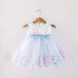 Girl Dresses Tollder Girls Sweet Casual Dress 6-24Months Baby Princess Flower Applique Wedding Tutu Birthday Party Puffy Net Yarn