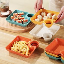 Plates Multifunctional Dumpling Plate Creative Separated Divided With Vinegar Tray Fruit Chips Ketchup Dressing Household