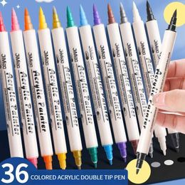 12/24/36 Colours Acrylic Paint Marker Pens Double tip Soft Brush/Extra-Fine Art Markers Christmas Rock ing Wood Metal