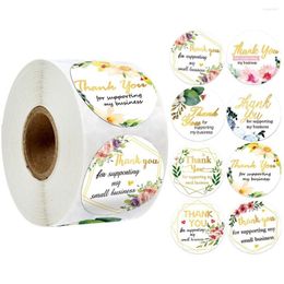 Jewellery Pouches Thank You Sticker Gold Foil Sealing Labels 500pcs/roll 1 Inch Floral Tags For Supporting Business Gift Box Package Decor