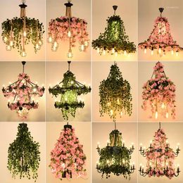 Pendant Lamps 2023 Theme El Wedding Banquet Lobby Green Plant Chandelier Restaurant Art Rope Simulation Light