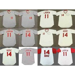 qqq8 C202 11 BARRY LARKIN 14 PETE ROSE Baseball Jersey men women youth stitched