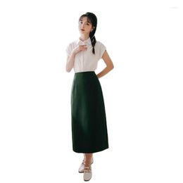 Skirts 2023 Spring And Summer Skirt Suit High Waist Self Cultivation Green