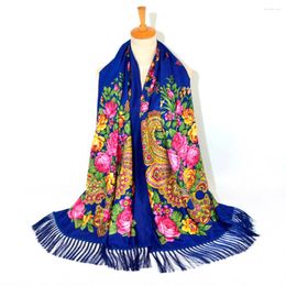 Bandanas Bohemian Scarfs Women Lady Vintage Flower Print Tassel Scarf Wrap Shawl Travel Scarves Femme Bufanda Mujer