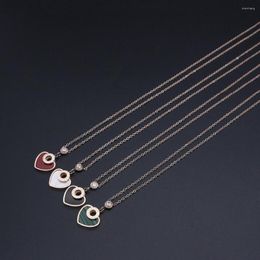 Pendant Necklaces JSBAO Arrival 40CM 5CM Rose Gold Colour Chain Heart Necklace Women Stainless Steel Crystal Stone Roman Female Gift