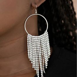 Festive Versatile Exaggerated Circle Tassle Large Ring Earrings Sexy Super Shiny Long Earrings Women's Accessories