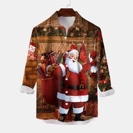 Men's Casual Shirts Long Sleeve Button Up For Men Autumn Winter Christmas 3D Mens Ultra Cotton