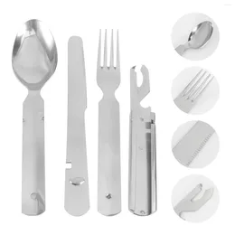 Dinnerware Sets 5pcs Family Set Flatware Serving Utensil Spoons And Forks Portable Metal Utensils Classic Cutlery